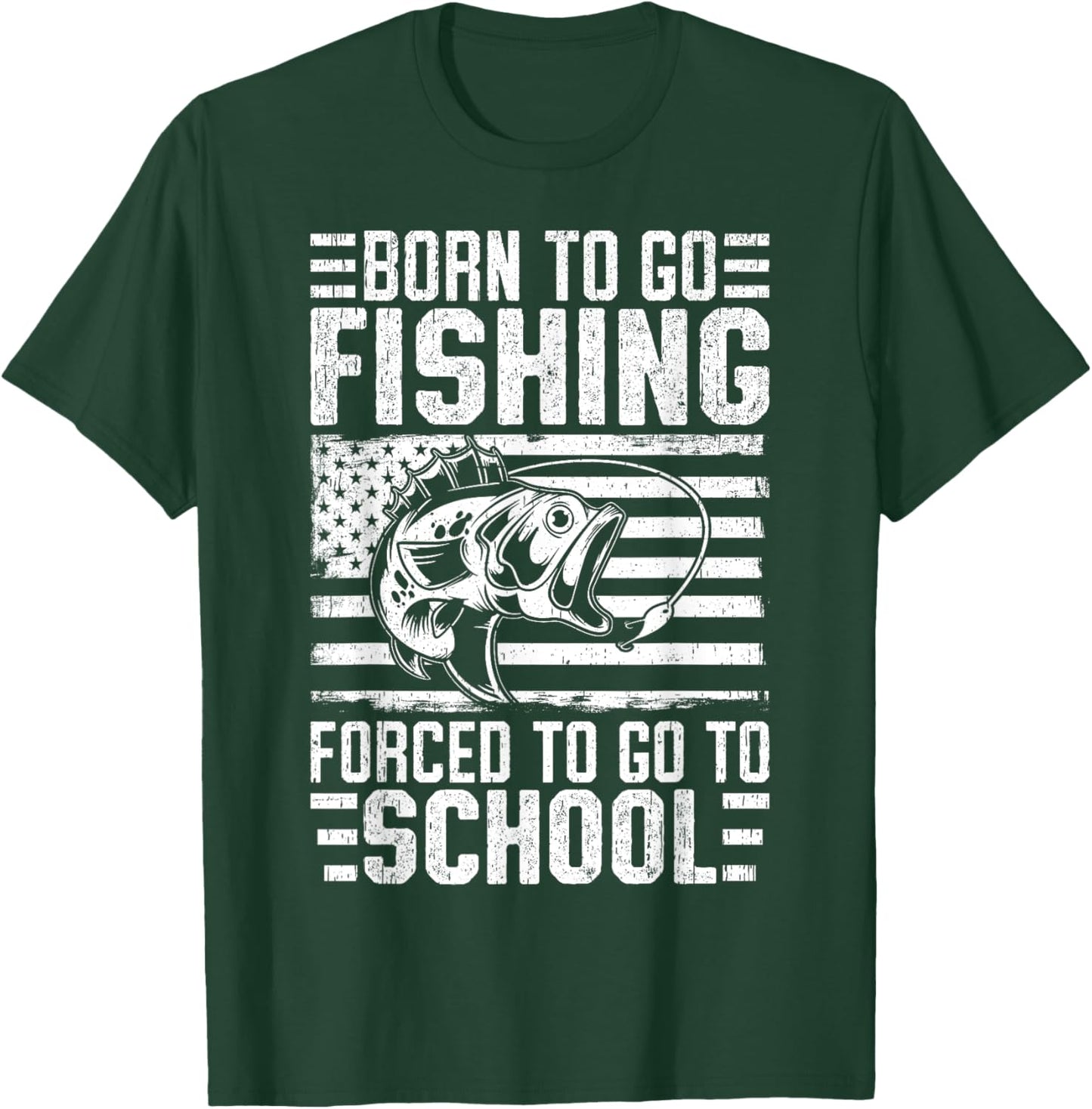Born To Go Fishing Bass Fish Fisherman Boy Kid Funny Fishing T-Shirt - T-Shirt | Forest