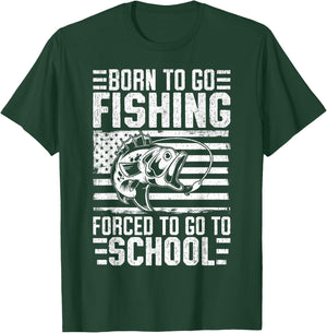 Born To Go Fishing Bass Fish Fisherman Boy Kid Funny Fishing T-Shirt - T-Shirt | Forest