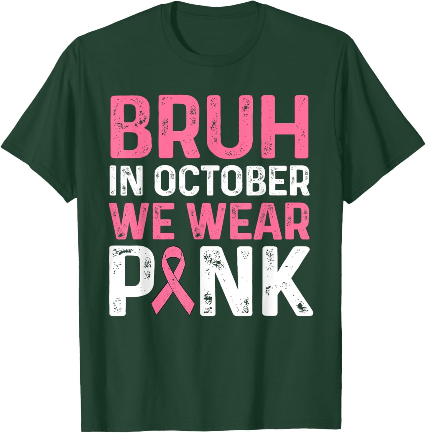Breast Cancer Shirts for Kids Boys Bruh In October Wear Pink T-Shirt - T-Shirt | Forest