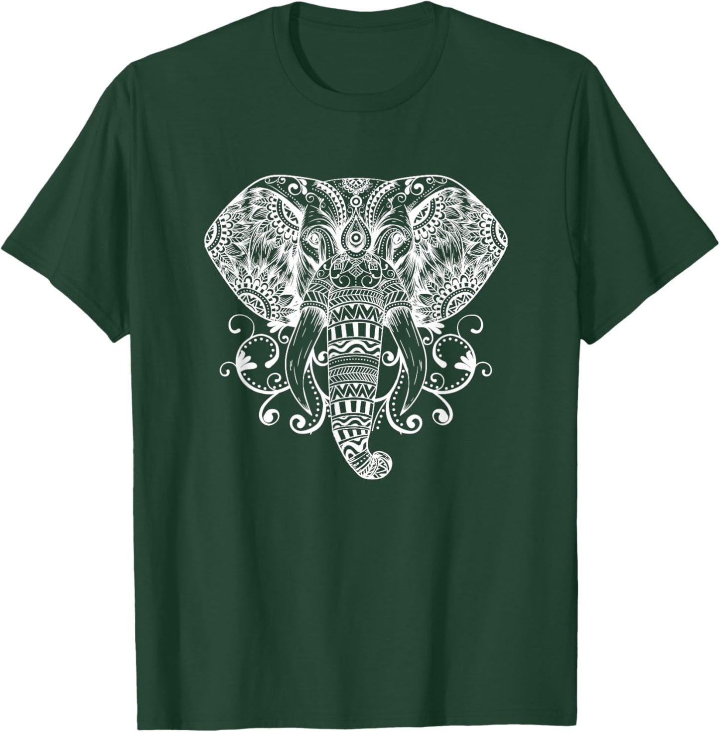 Elephant Face Energy Mandala Yoga Meditation Men Women Kids T-Shirt - T-Shirt | Forest