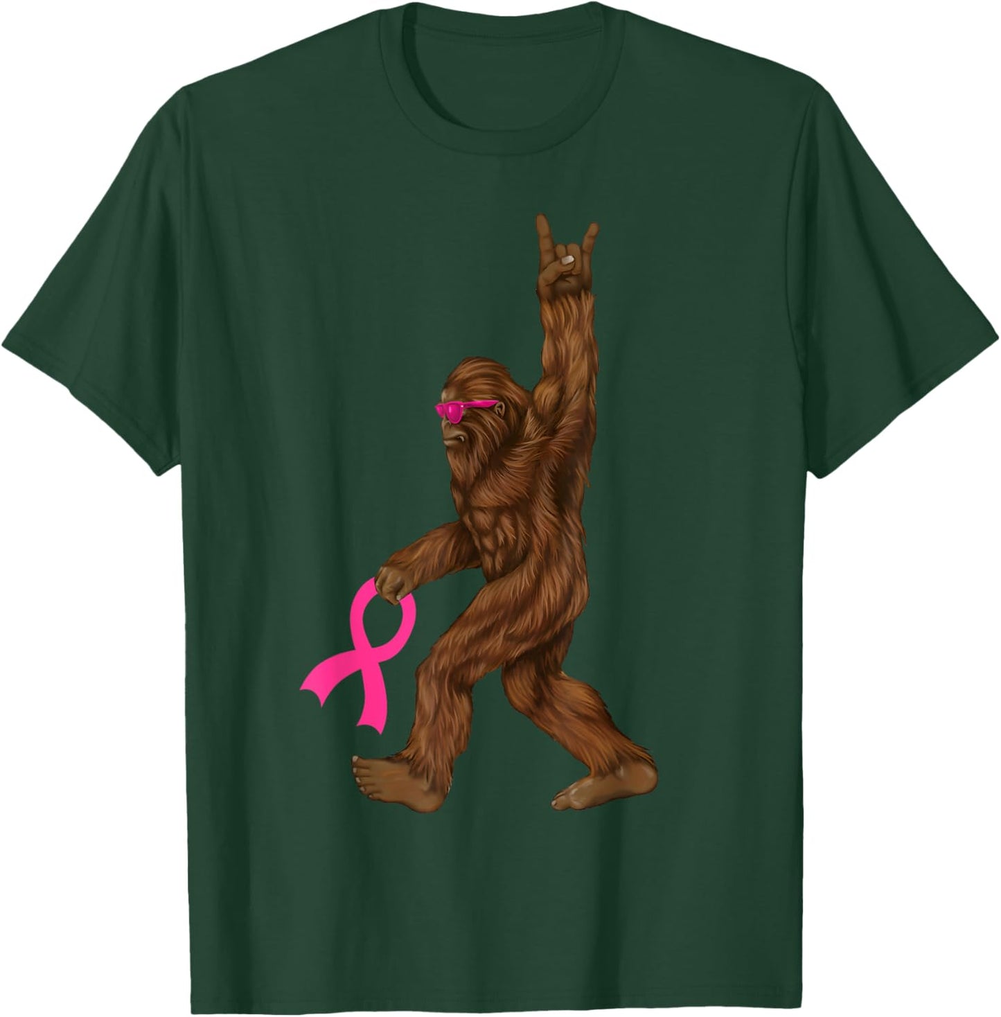 Bigfoot Breast Cancer Funny Sasquatch Pink Ribbon T-Shirt - T-Shirt | Forest