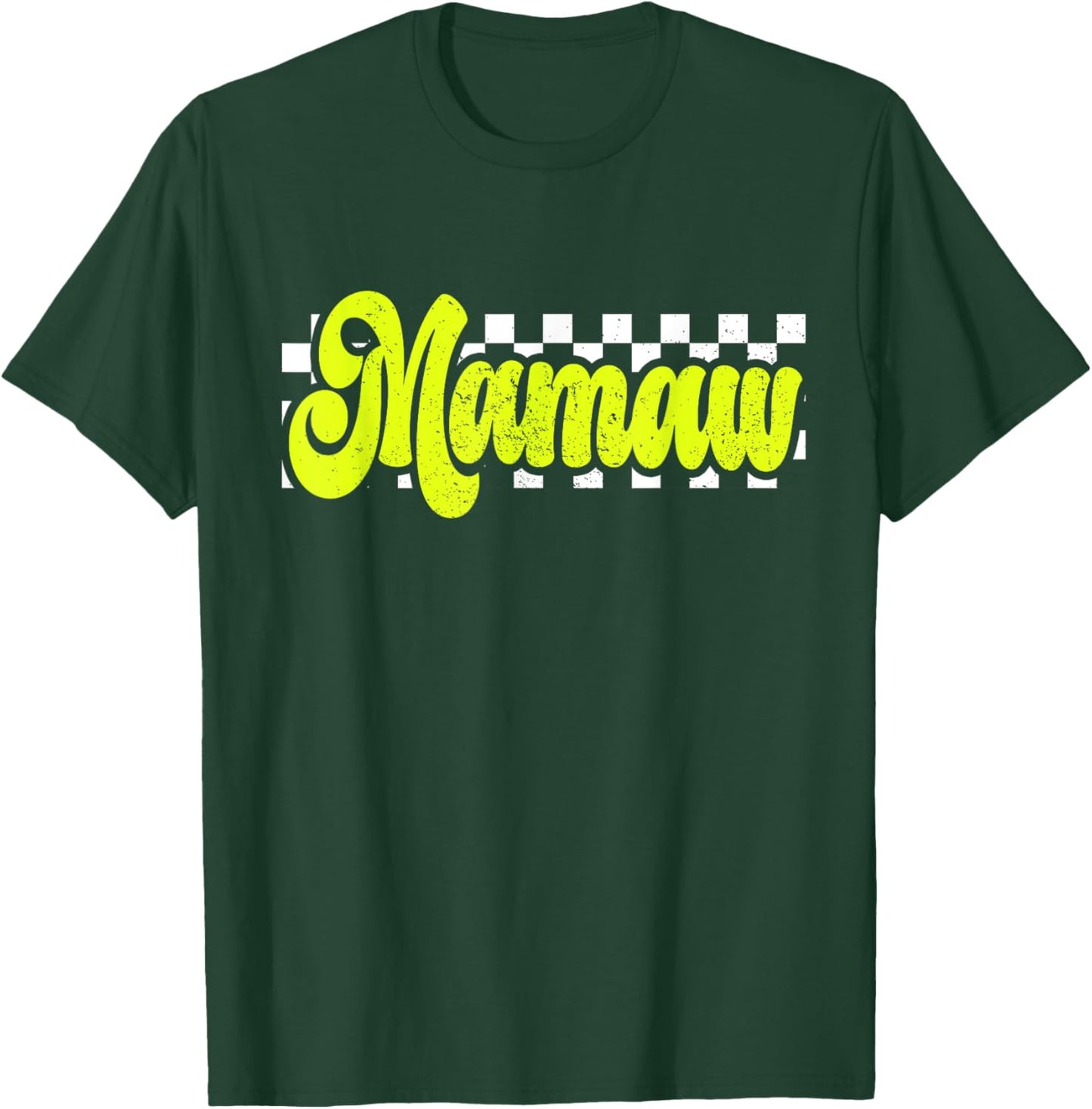 Mamaw Retro Checkered Distressed design T-Shirt - T-Shirt | Forest