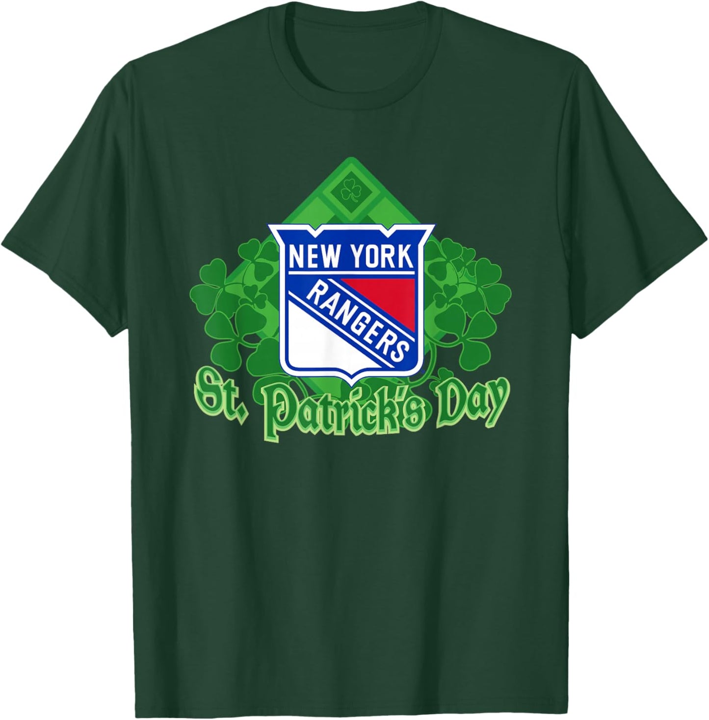 New York Rangers St. Patrick's Day Black NHL Licensed T-Shirt - T-Shirt | Forest