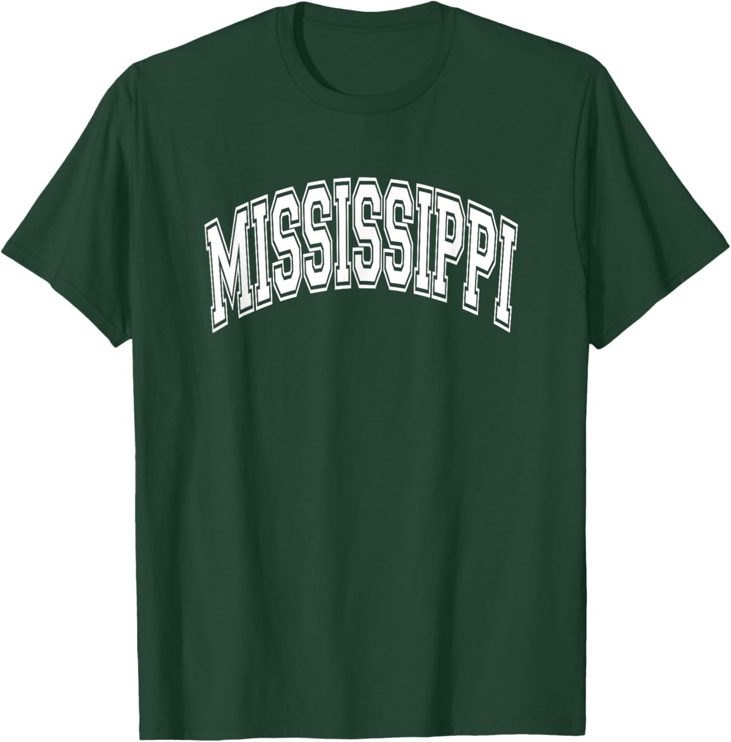 Mississippi Arched Style White Text T-Shirt - T-Shirt | Forest