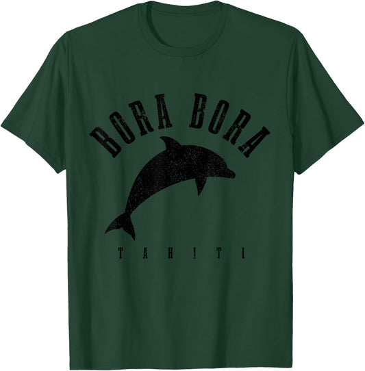 Bora Bora Tahiti Dolphin Vintage Souvenir T-Shirt - T-Shirt | Forest