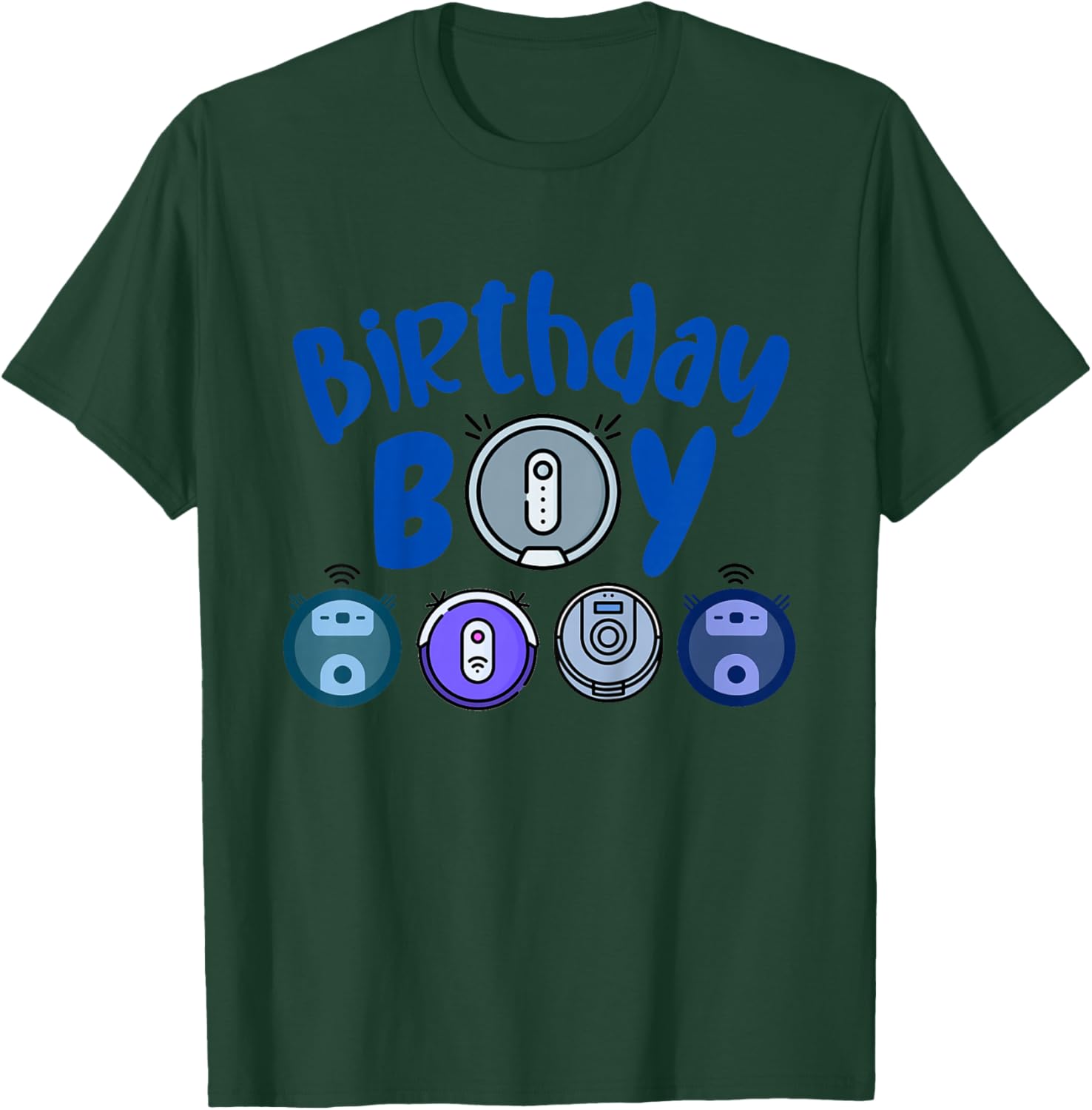 Kids Birthday Boy Robot Vacuum Cleaning Lover Clear Birthday T-Shirt - T-Shirt | Forest