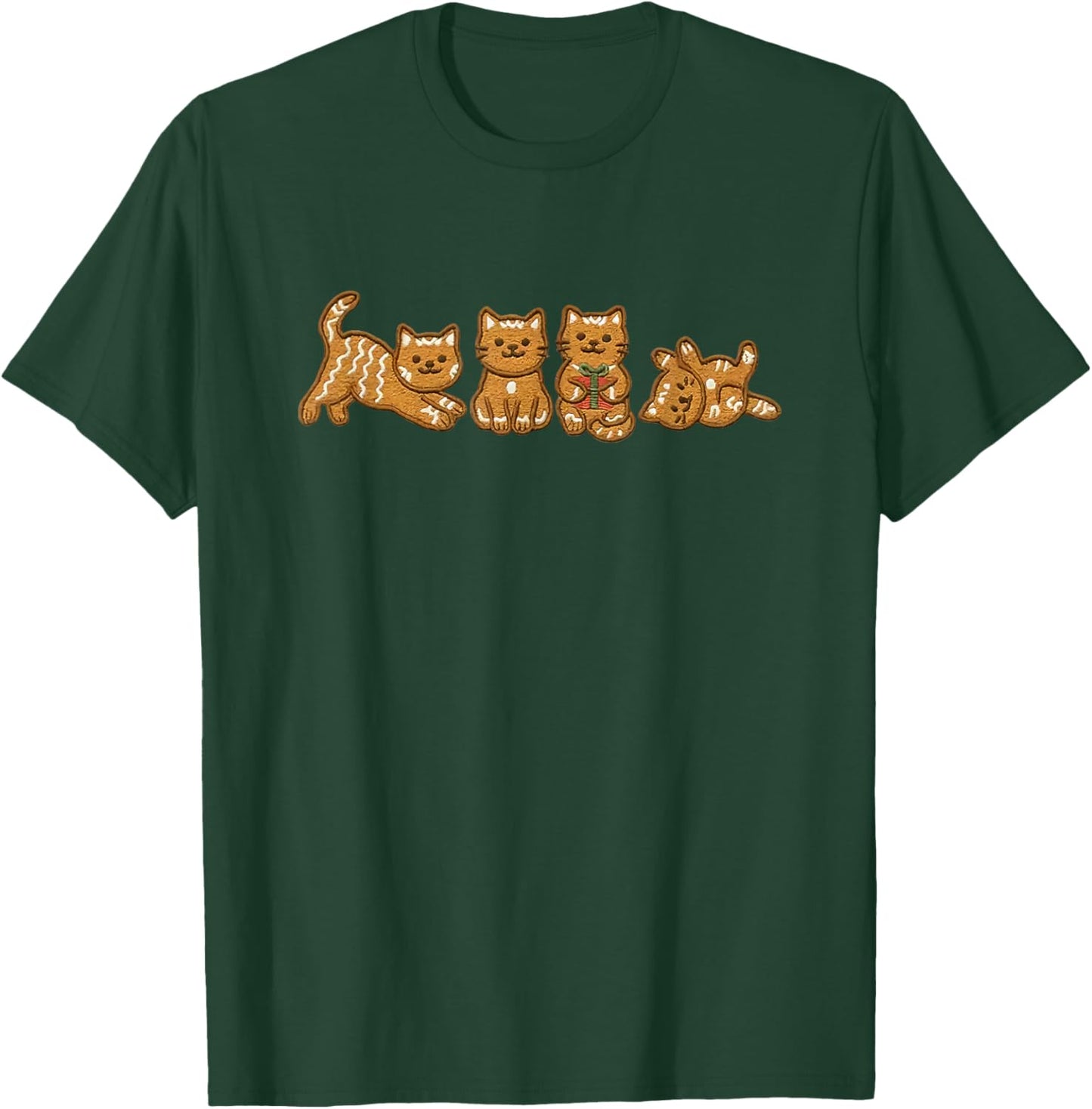 Gingerbread cat Christmas T-Shirt - T-Shirt | Forest