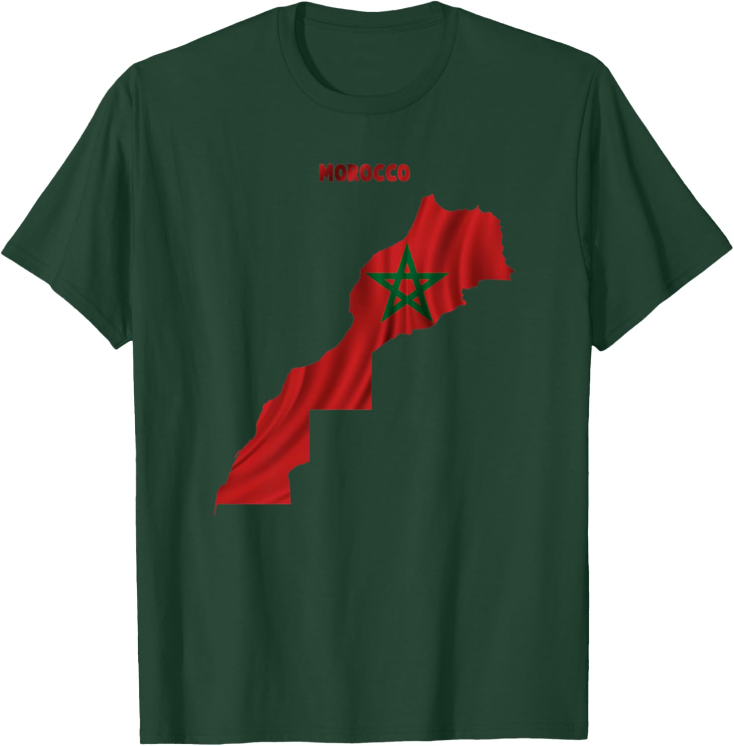 Drapeau marocain ondulé à l'intérieur de la Carte du Maroc Haut de Gamme T-Shirt - T-Shirt | Forest