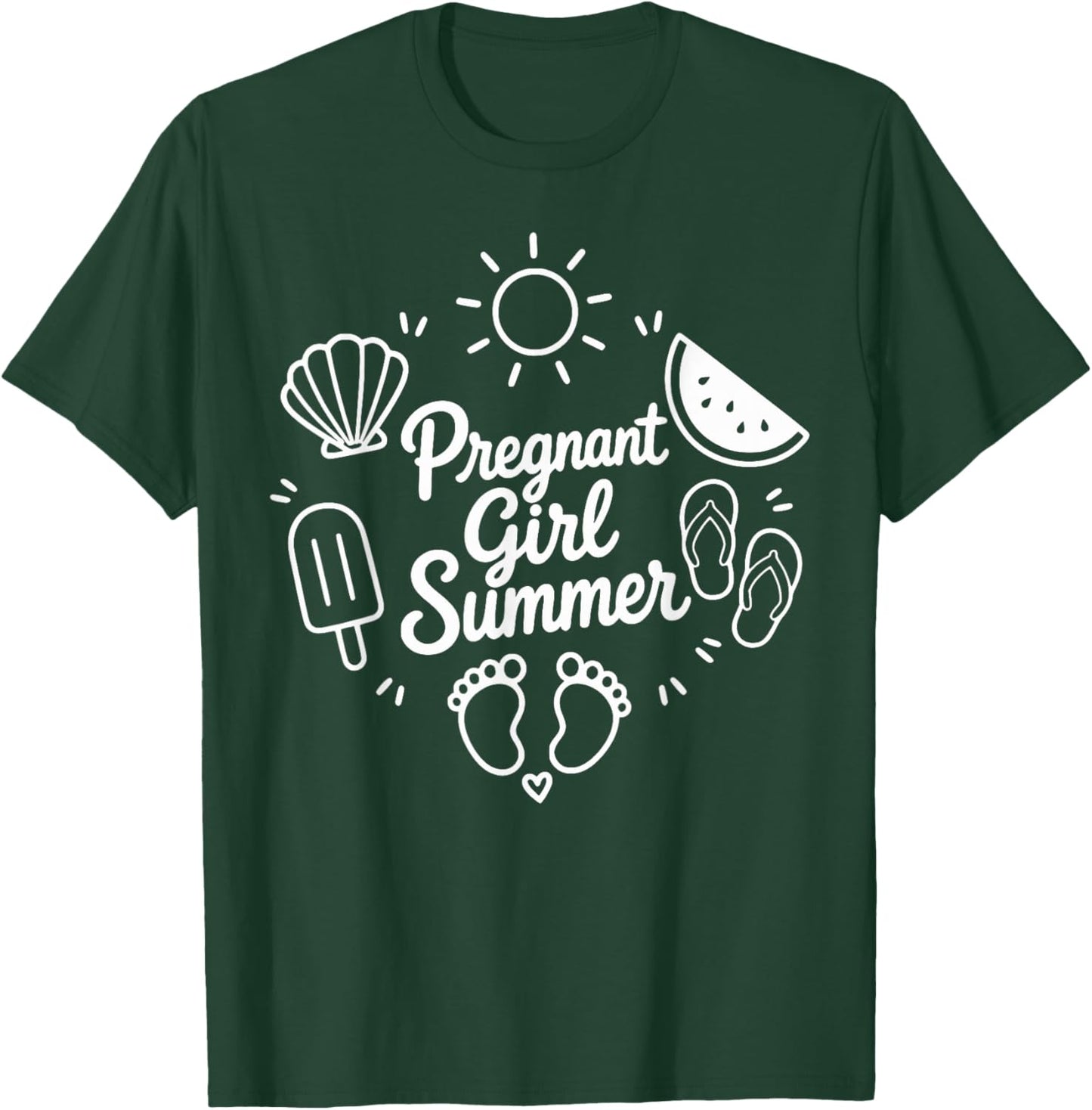 Pregnant Girl Summer Funny Baby Announcement Pregnancy Women T-Shirt - T-Shirt | Forest