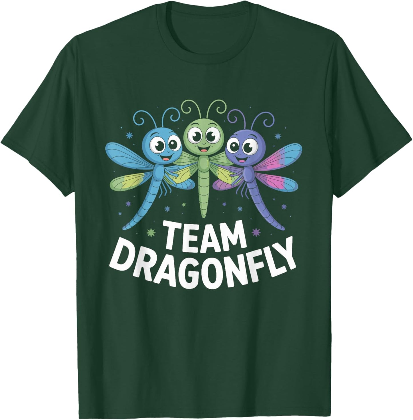Team Dragonfly Cute Cartoon Spiritual Nature Birthday Party T-Shirt - T-Shirt | Forest