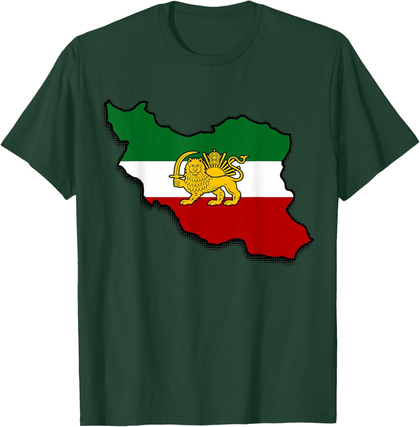 Iran Map Lion and Sun Persian Pahlavi Flag T-Shirt - T-Shirt | Forest