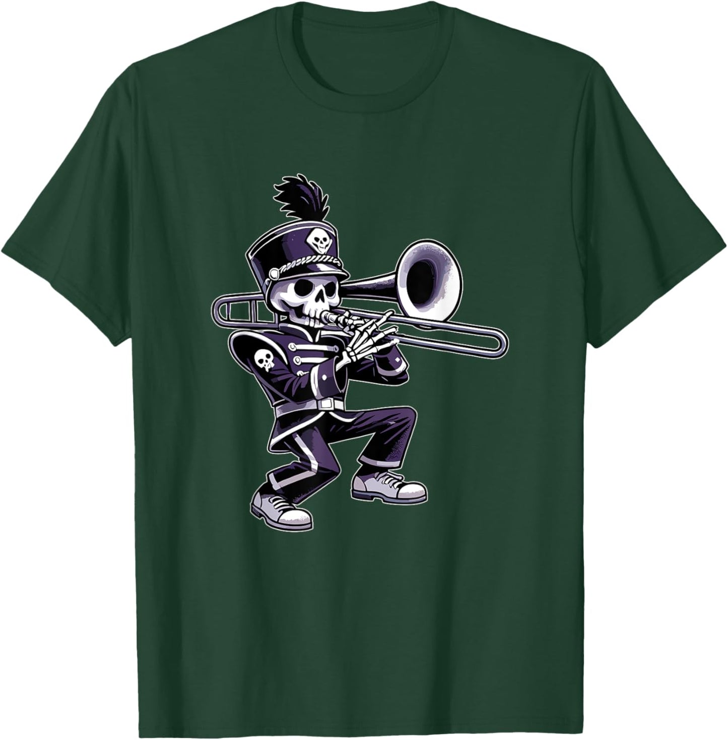 Halloween Skeleton School Marching Band Trombone Player T-Shirt - T-Shirt | Forest