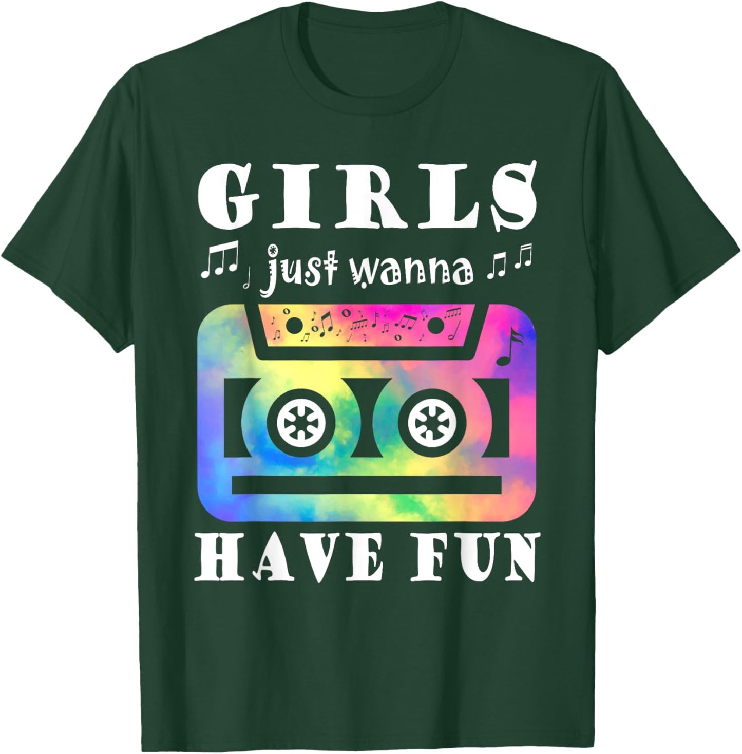 Funny 80s 90s Girls Just Wanna Have Fun Cassette Vintage T-Shirt - T-Shirt | Forest