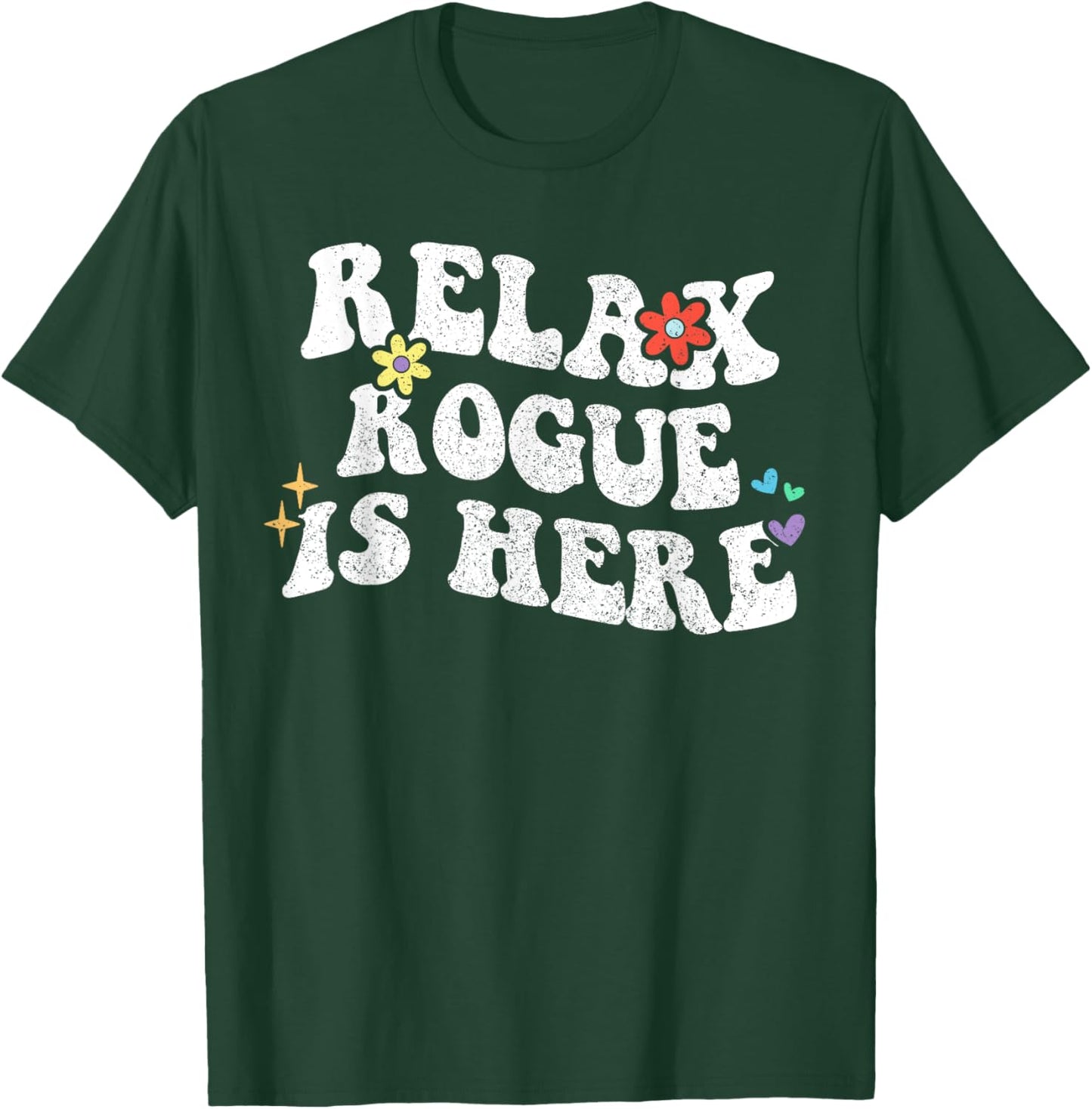 Retro Groovy Relax ROGUE Is Here Funny Mother's Day Name T-Shirt - T-Shirt | Forest