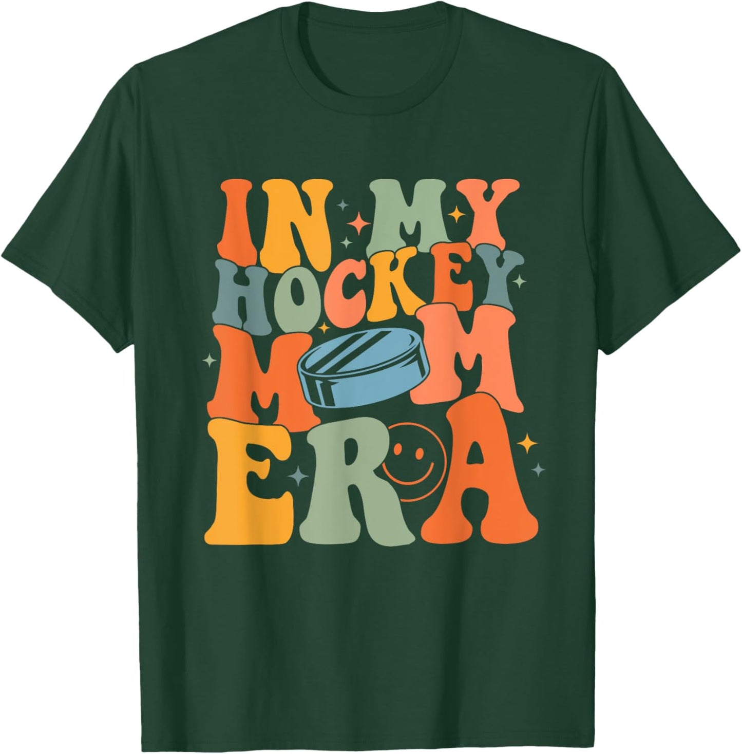 In My Hockey Mom Era Mama Mother Funny Retro Game Day Sport T-Shirt - T-Shirt | Forest