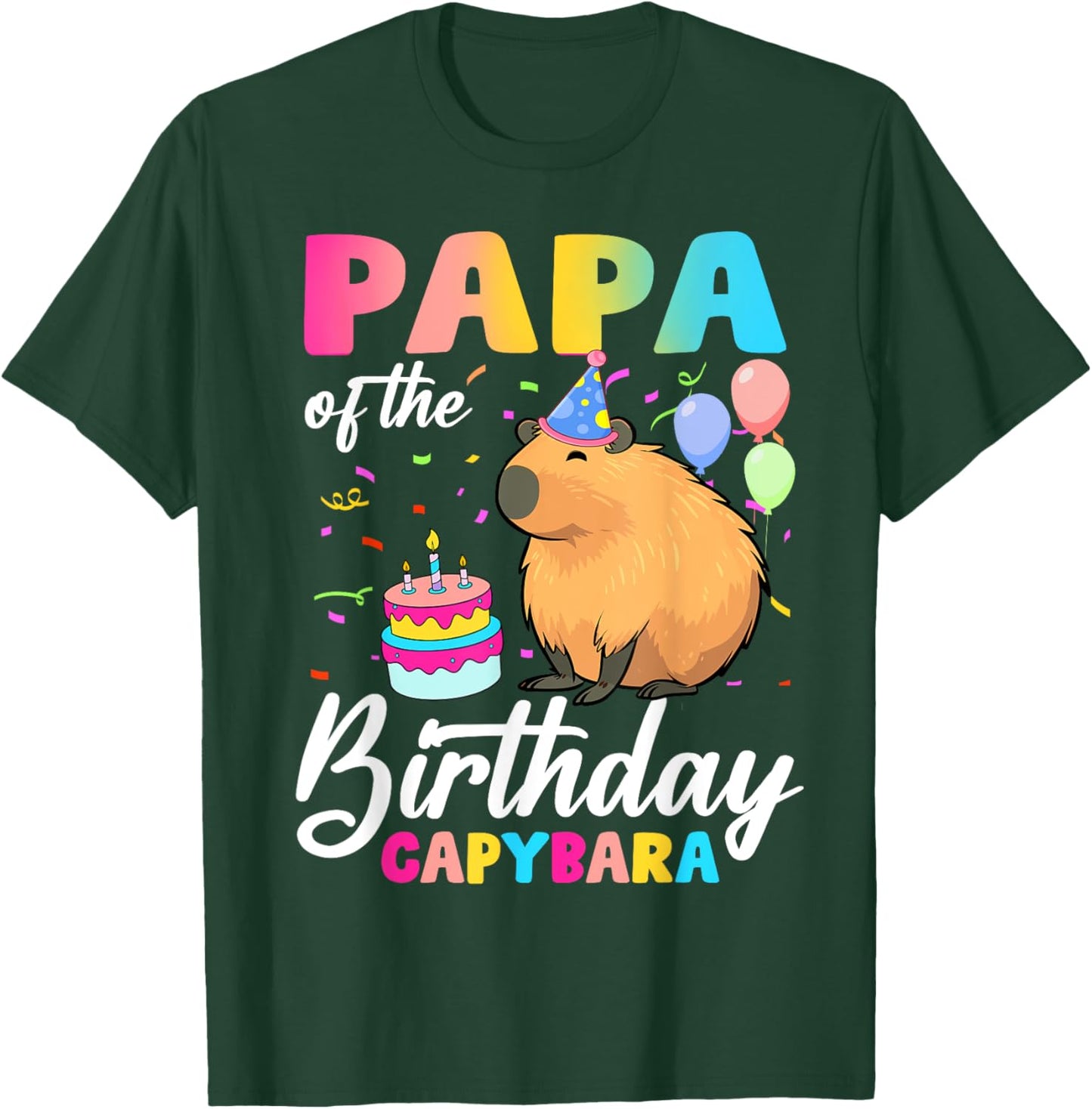 Papa Of The Birthday Capybara Girl Bday Party Family T-Shirt - T-Shirt | Forest