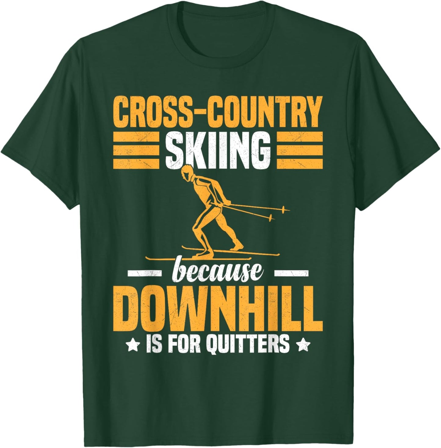 Funny Winter Sport Snow Cross-Country Skiing appearel T-Shirt - T-Shirt | Forest