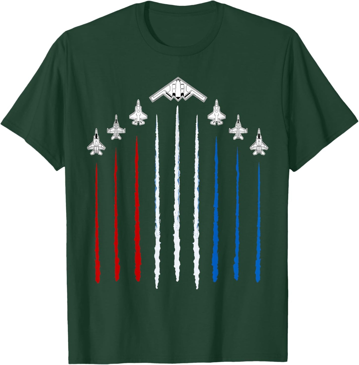 USA Fighter Jets 4th of July Men Women Kids Funny Patriotic T-Shirt - T-Shirt | Forest