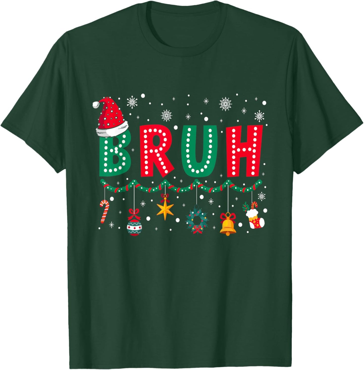 Bruh Christmas Funny Slang Meme Xmas Pajamas Boys Teens Men T-Shirt - T-Shirt | Forest