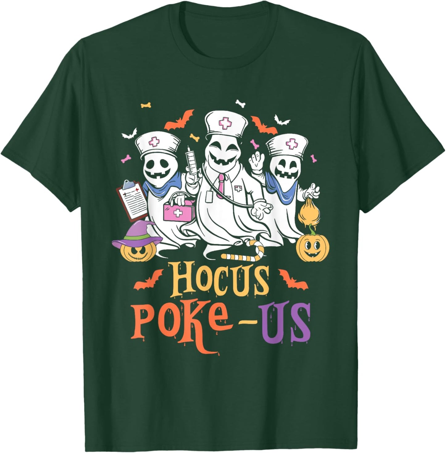 Phlebotomist Halloween,Medical Lab Tech,ER Crew Spooky Nurse T-Shirt - T-Shirt | Forest