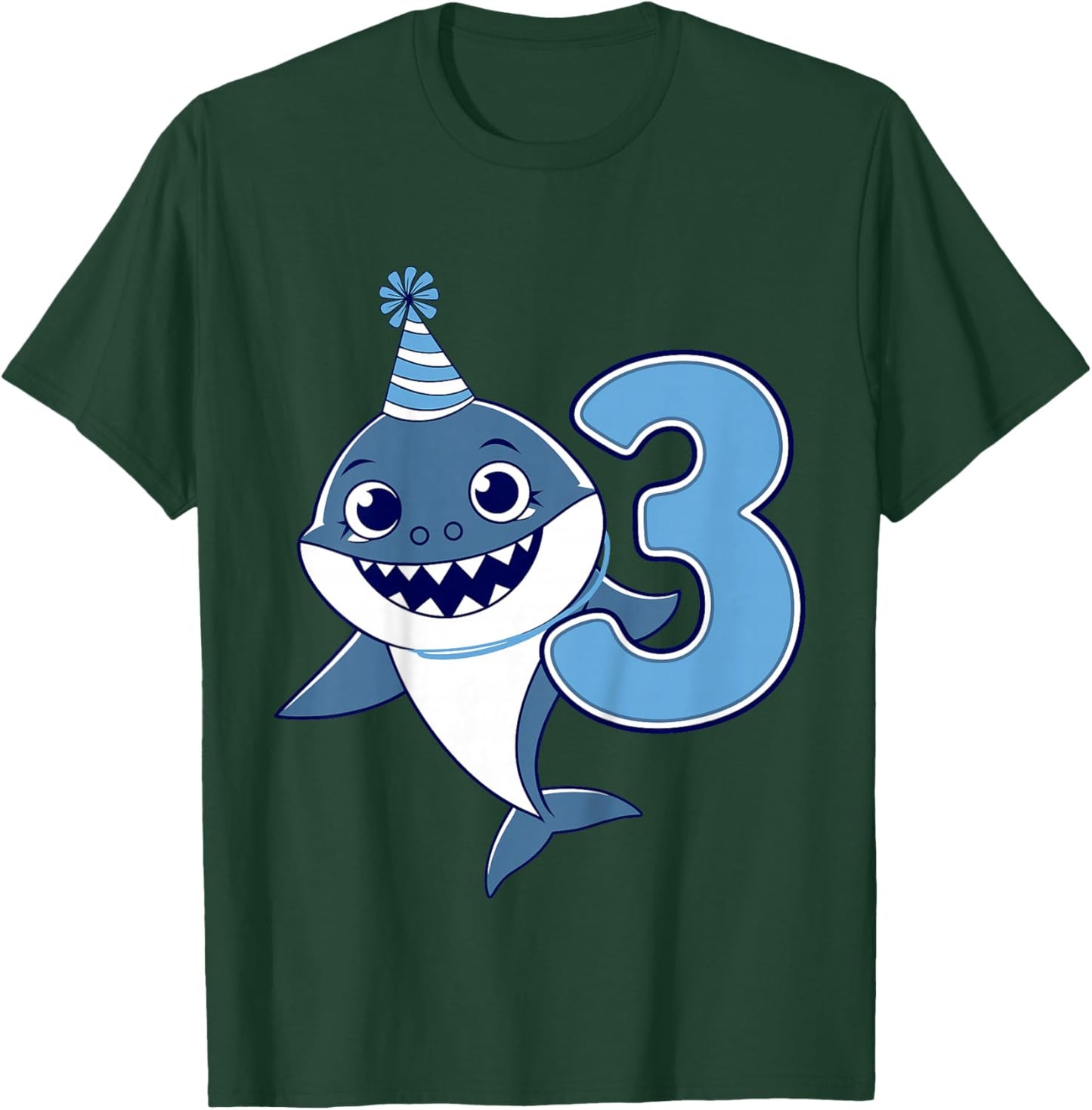 Kids 3rd Birthday Shark Kids T-Shirt - T-Shirt | Forest