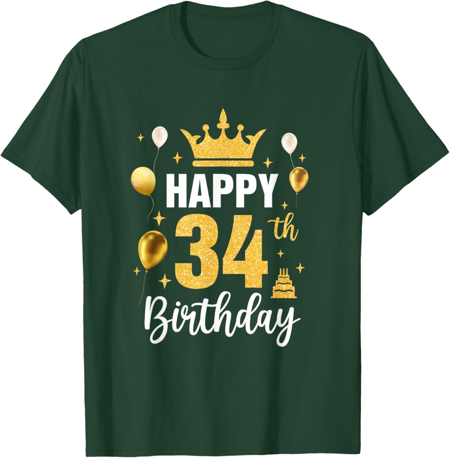 Happy 34Th Birthday Idea For 34 Years Old Man And Woman T-Shirt - T-Shirt | Forest