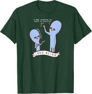 Threadless Nathan W. Pyle Strange Planet Long Being Graphic T-Shirt - T-Shirt | Forest