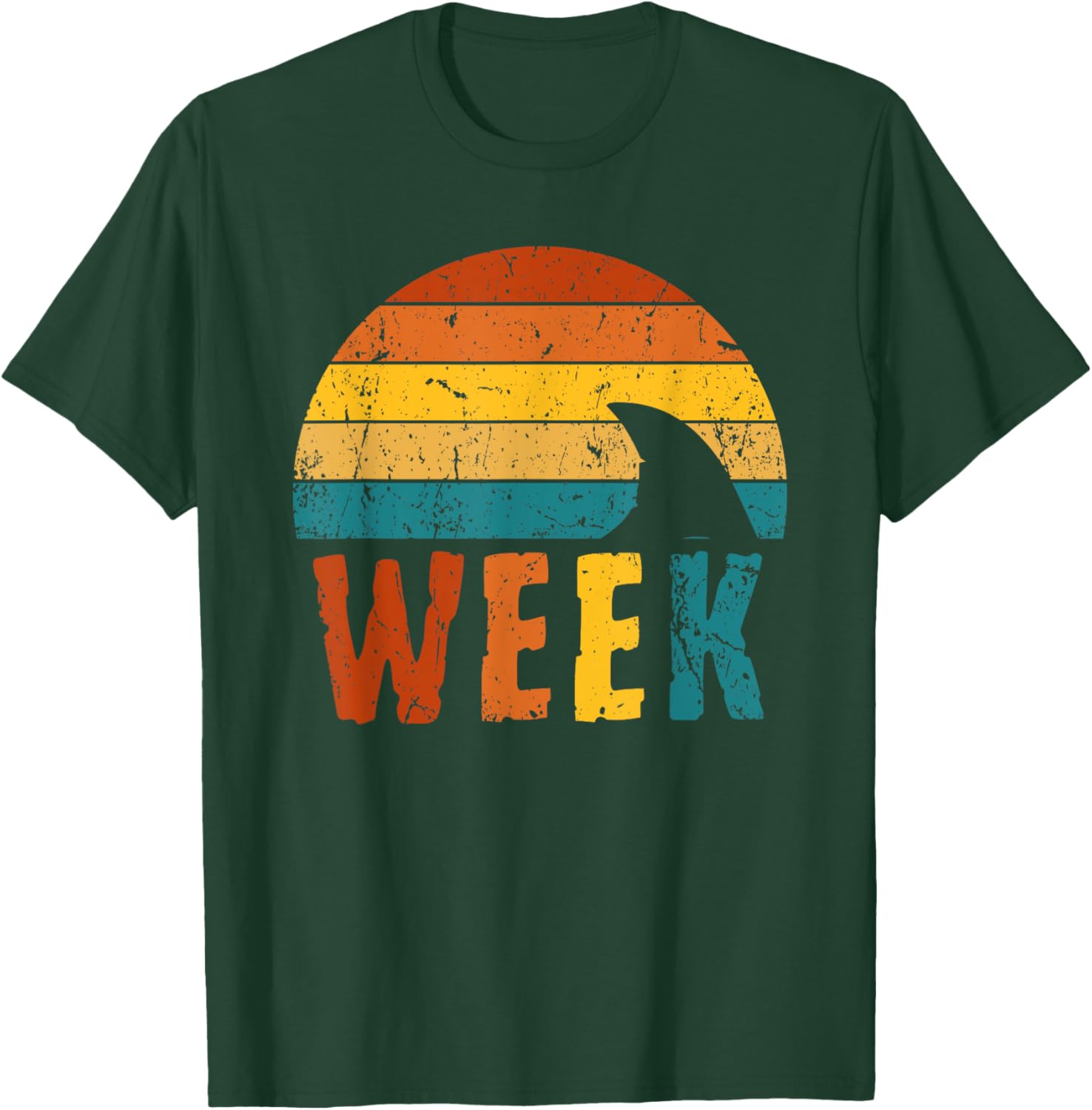Retro Shark Fin 70s 80s Week Cool Sharks Ocean Animal Lover T-Shirt - T-Shirt | Forest