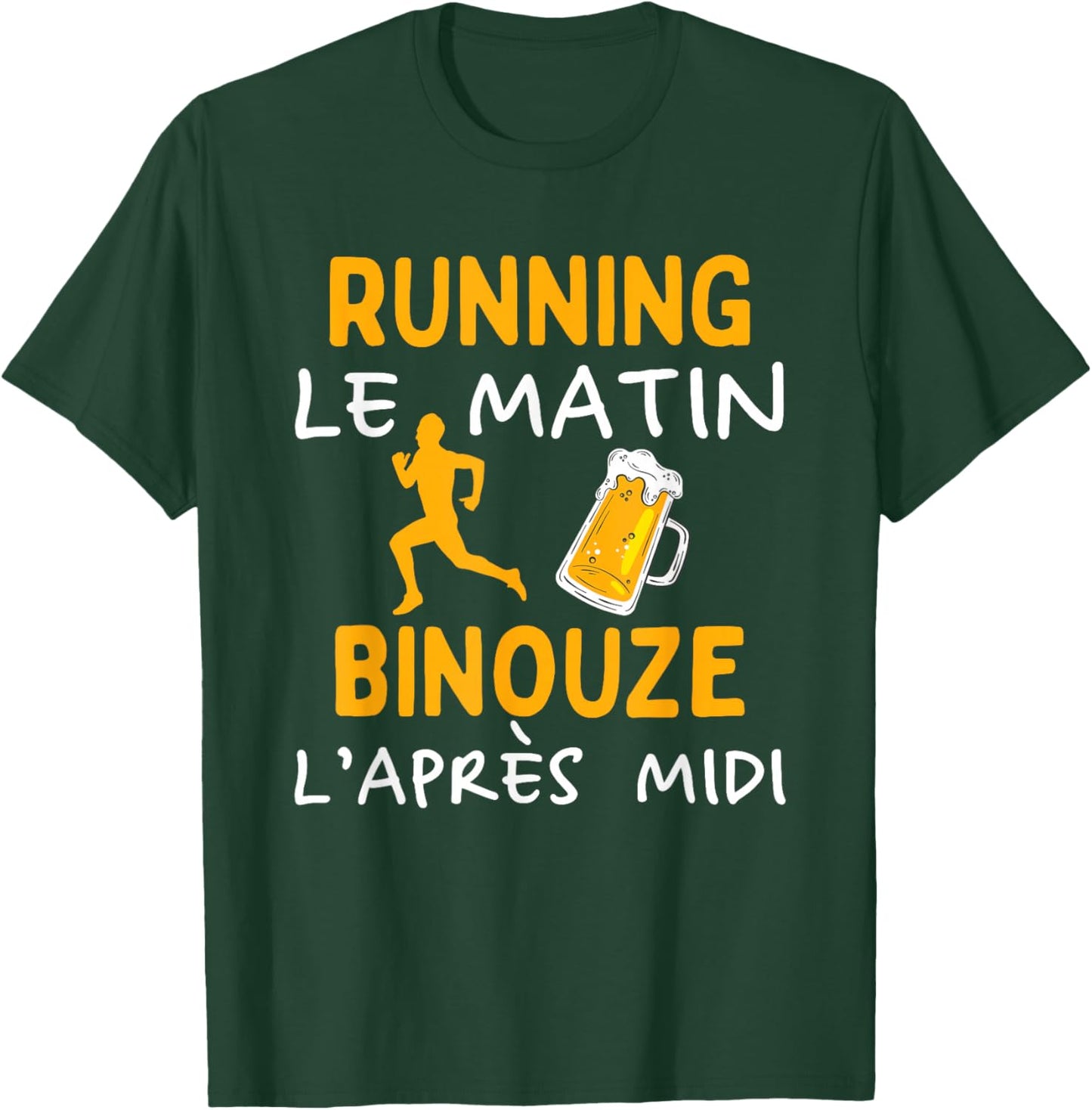 Running Morning Beer Afternoon Humor Running T-Shirt - T-Shirt | Forest