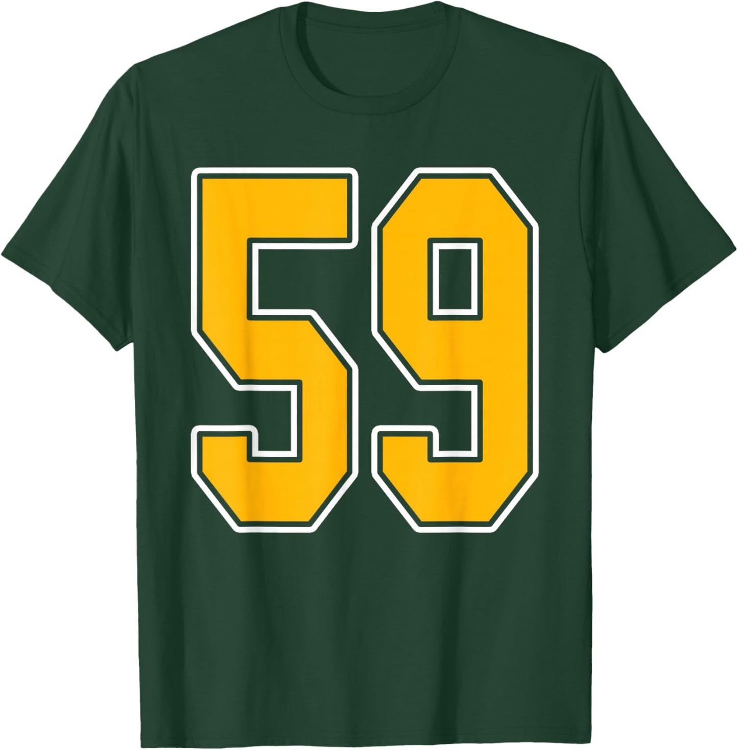 Gold and White Sports Number 59 Jersey Uniform Player T-Shirt - T-Shirt | Forest