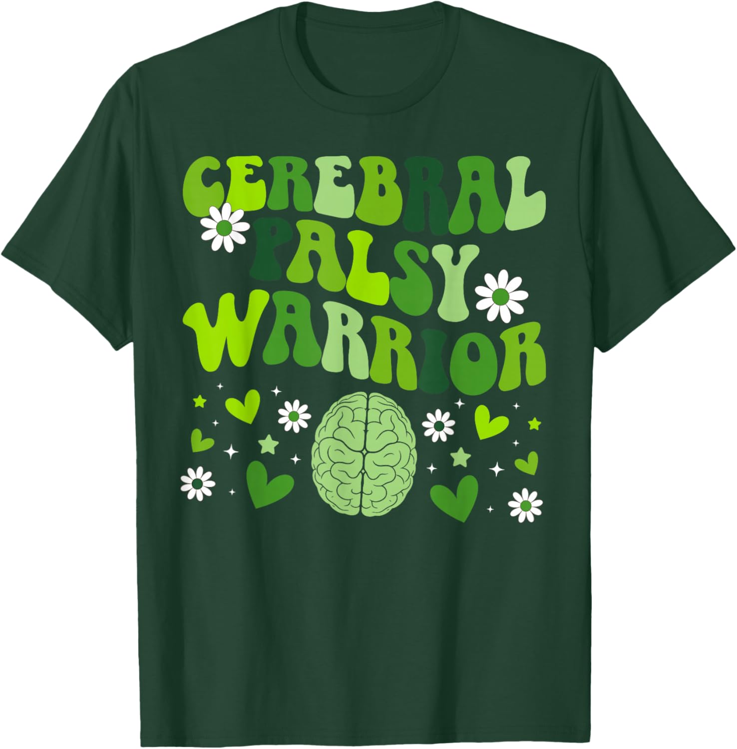 Cerebral Palsy Warrior Groovy CP Awareness Month T-Shirt - T-Shirt | Forest