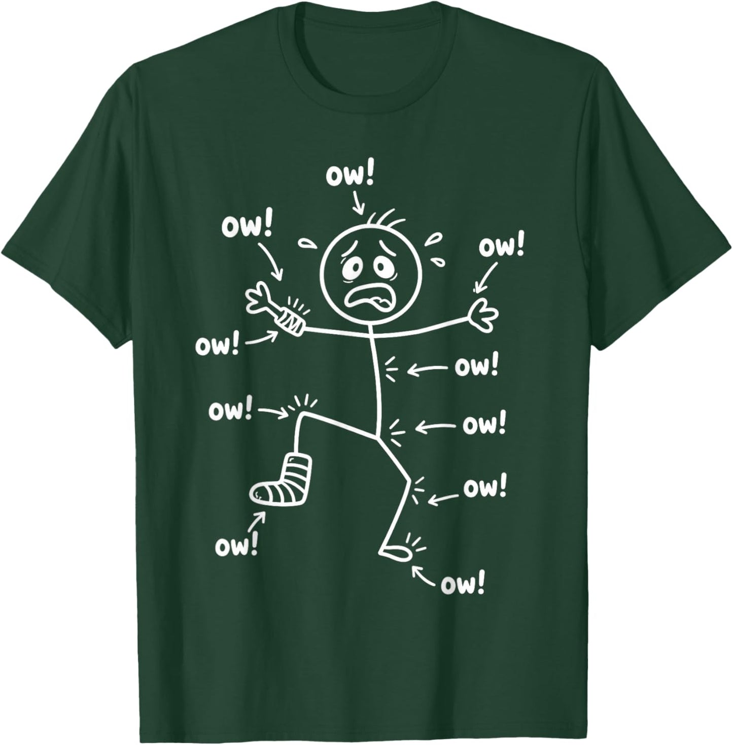 Funny Ow Ow Ow Ow Saying Body Pain Character Humor Sarcastic T-Shirt - T-Shirt | Forest