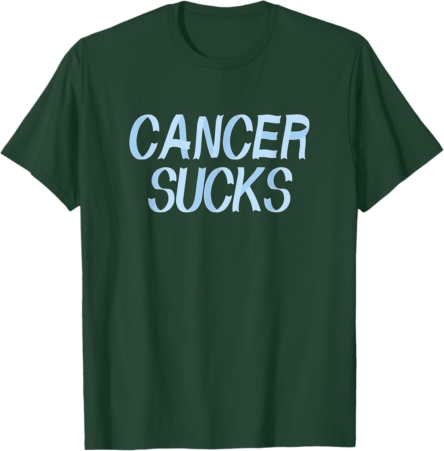Cancer Sucks - Light Blue Prostate Cancer Ribbon Letters T-Shirt - T-Shirt | Forest