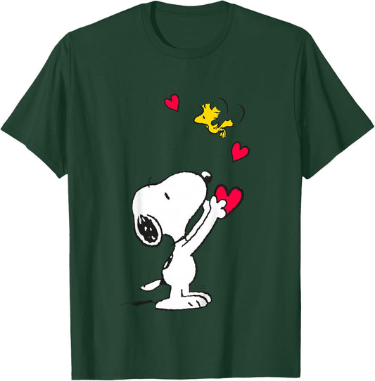 Peanuts Snoopy Woodstock Friends Pose Velentines Cœur rétro T-Shirt - T-Shirt | Forest