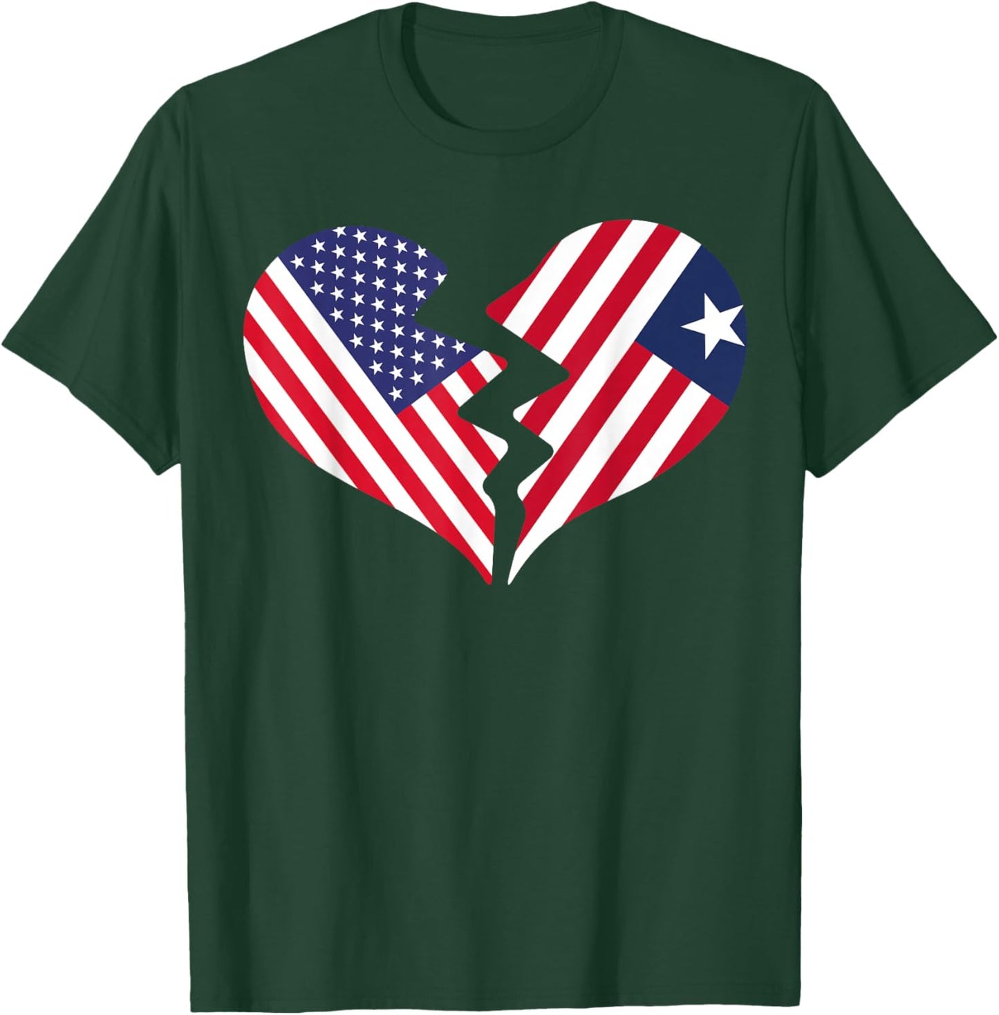 USA and Liberia Broken Heart International Love T-Shirt - T-Shirt | Forest