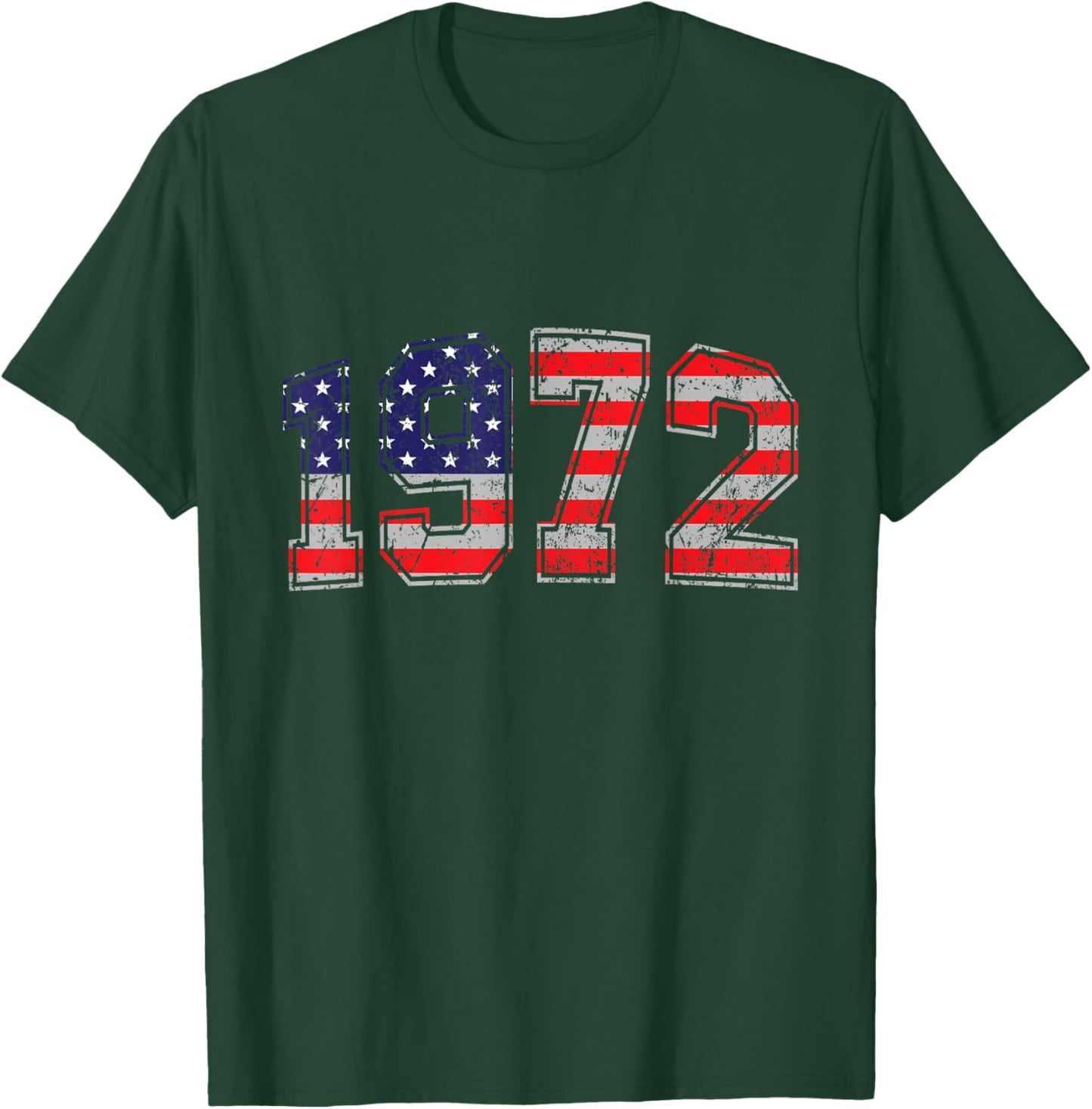 Vintage 1972 52 Years Old American Flag 4th Of July Retro Women Men T-Shirt - T-Shirt | Forest