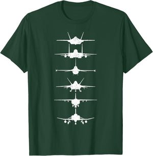 Air Force Fighter Jets F-4 F-111 F-15 F-16 F-22 F-35 Men T-Shirt - T-Shirt | Forest