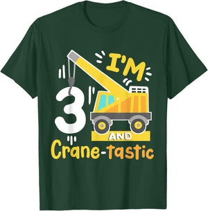 Kids 3rd Construction Birthday Party I'm 3 Crane Digger Boys T-Shirt - T-Shirt | Forest