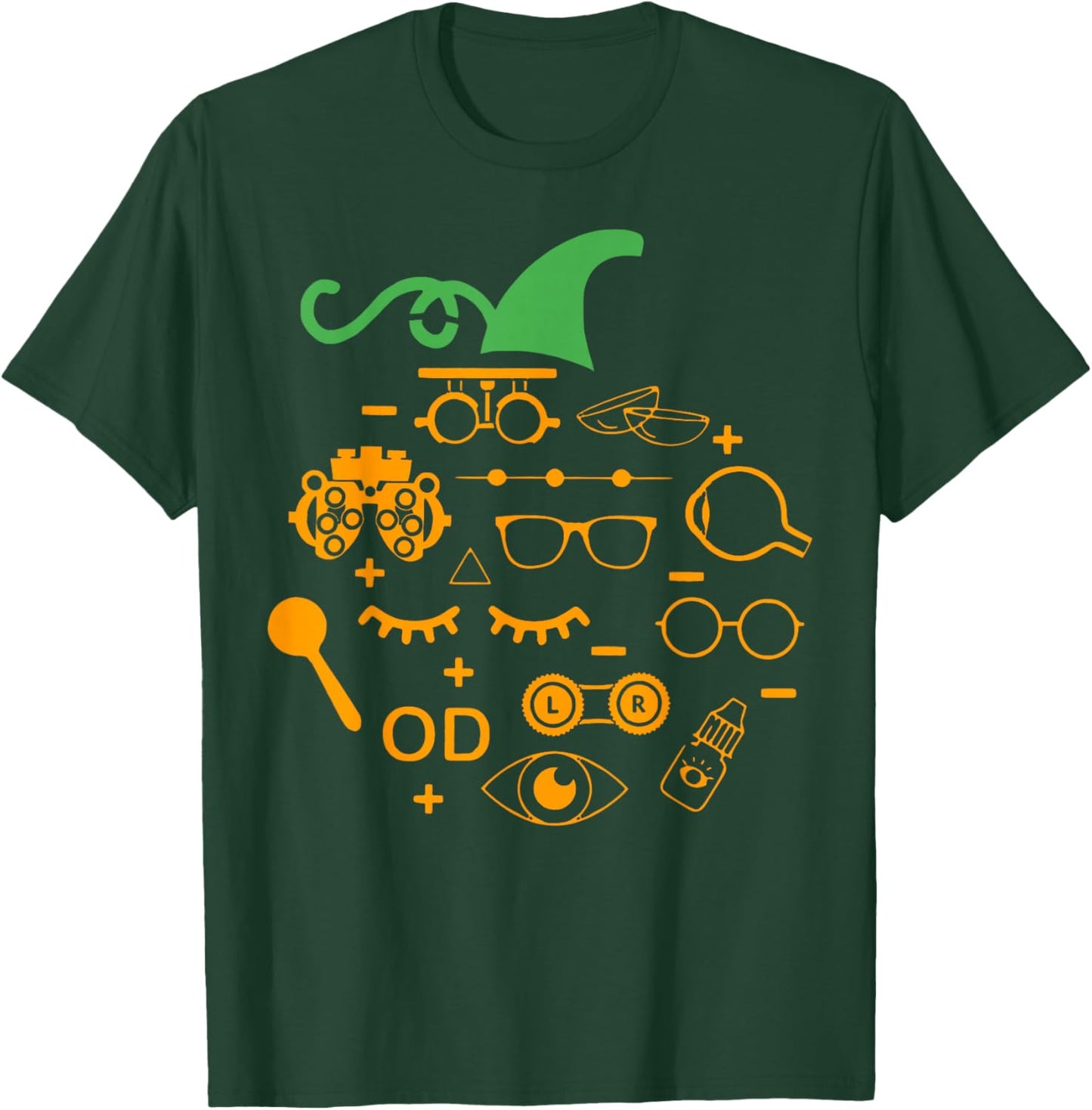 Optometry Symbols Pumpkin Shape Autumn Halloween Optometrist T-Shirt - T-Shirt | Forest