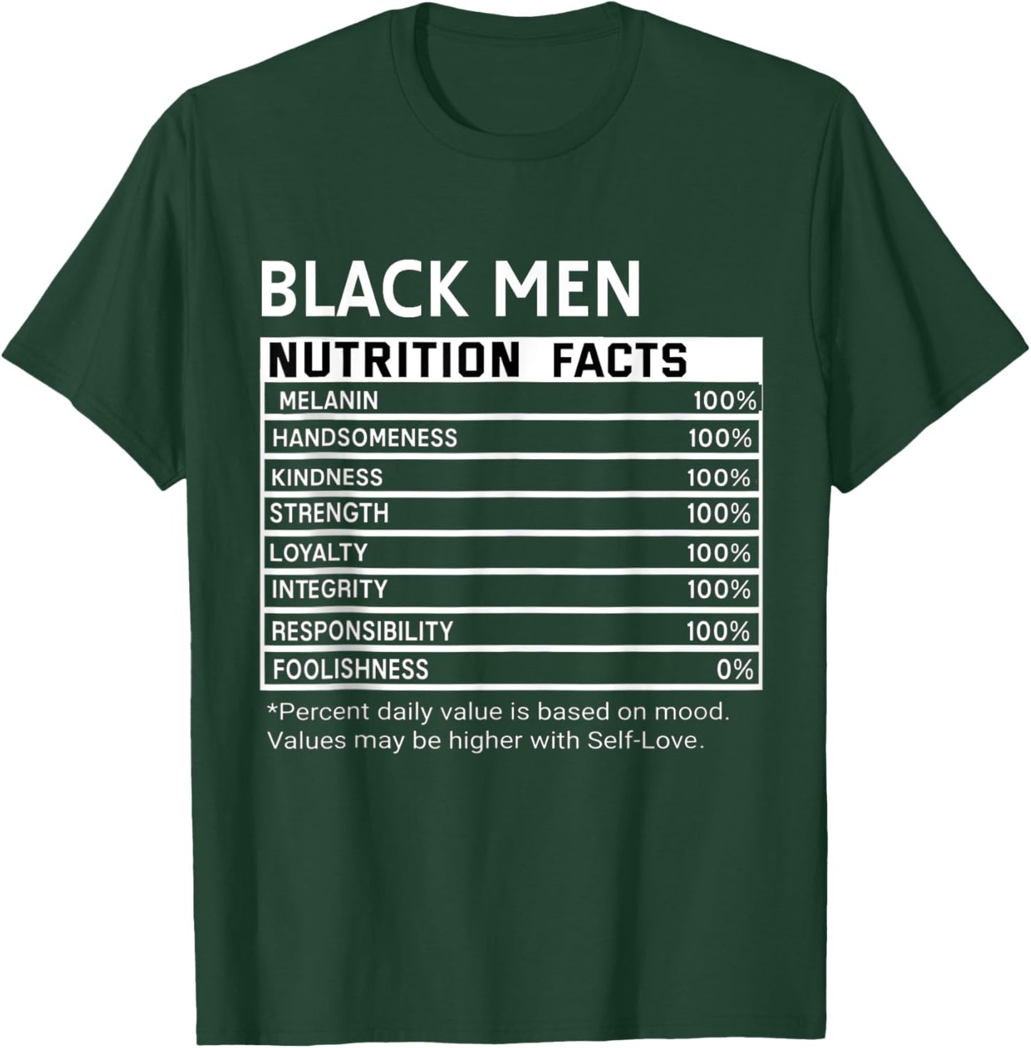 Black History Month Nutrition Facts Black Men Melanin T-Shirt - T-Shirt | Forest