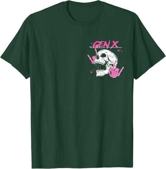 Retro Gen X The Badass-Generation Skeleton Xennial 2 Sided T-Shirt - T-Shirt | Forest