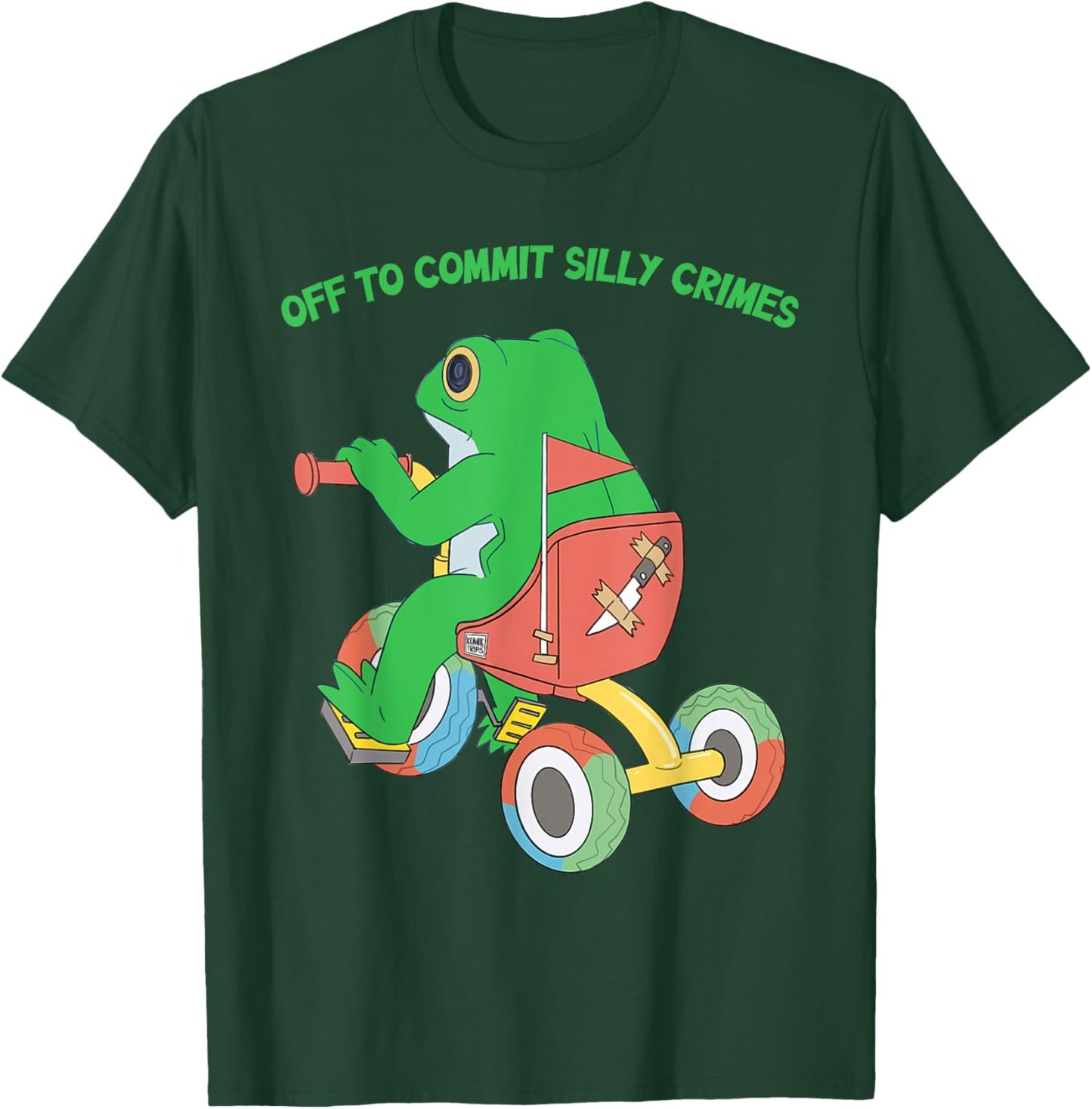 Off To Commit Silly Crimes Funny Frog T-Shirt - T-Shirt | Forest