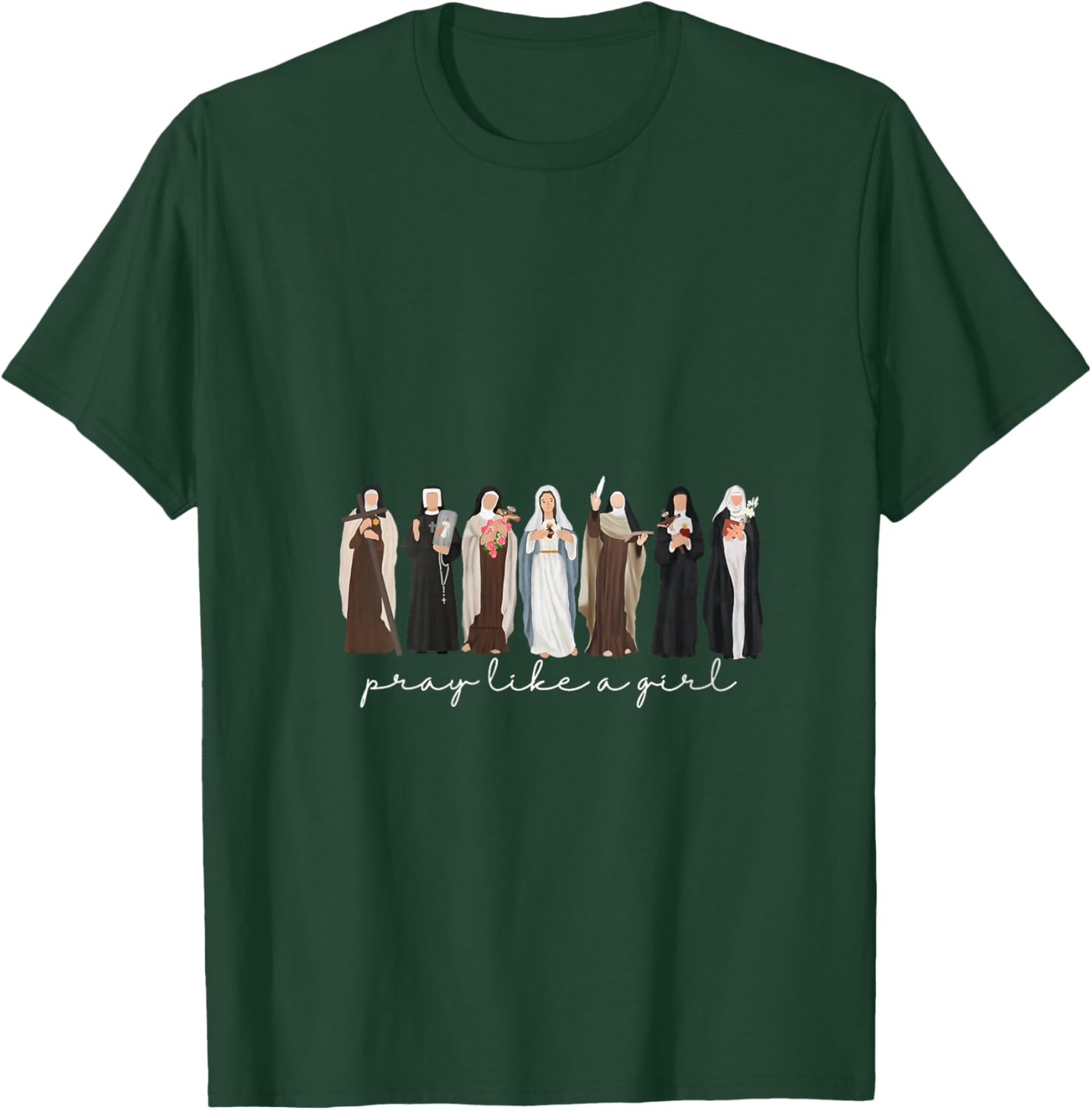 Pray Like A Girl Catholic Christian Faith Based Men Women V-Neck T-Shirt - T-Shirt | Forest