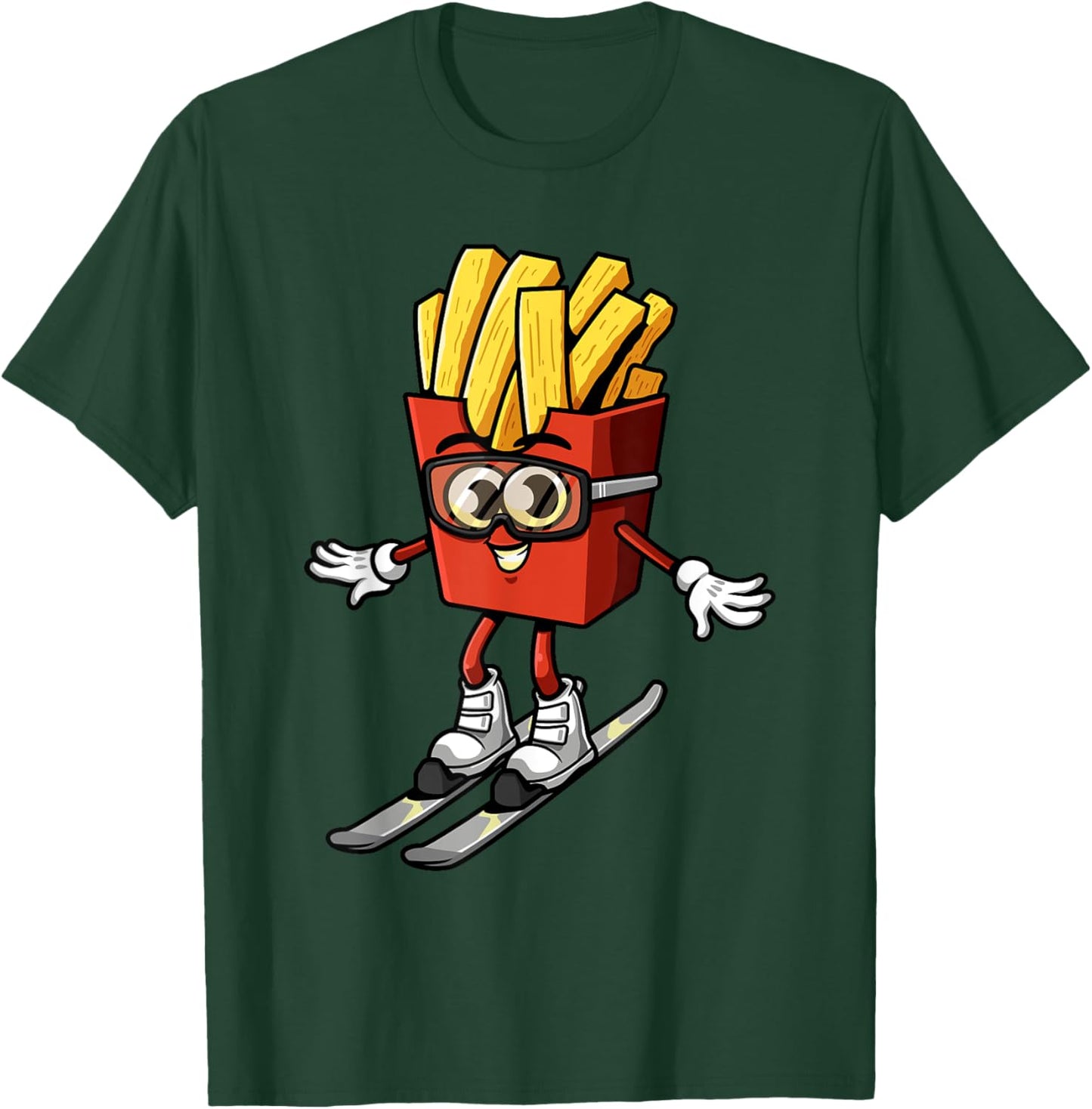 Funny French Fry Ski Potato Fries Skiing Instructor Outfit T-Shirt - T-Shirt | Forest