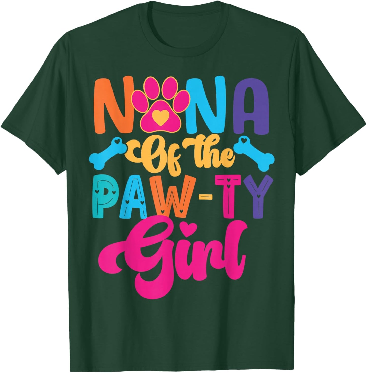 Nana Of The Birthday Girl Dog Paw Family Matching Party T-Shirt - T-Shirt | Forest