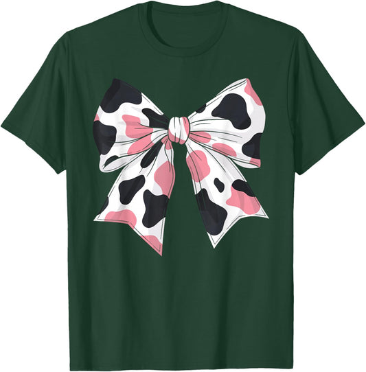 Cute Cow Print Coquette Bow Cow Mom Mommy Women Girls Kids T-Shirt - T-Shirt | Forest