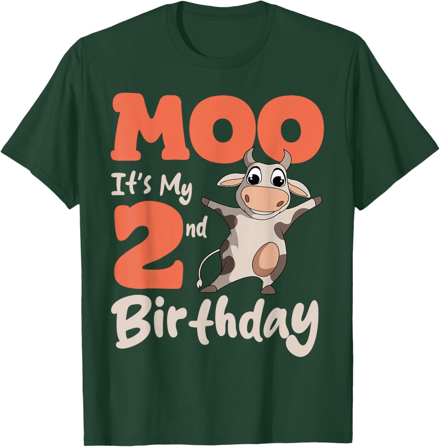 Cow 2nd Birthday Party Moo Farm Animal Barnyard Vet Farmer T-Shirt - T-Shirt | Forest