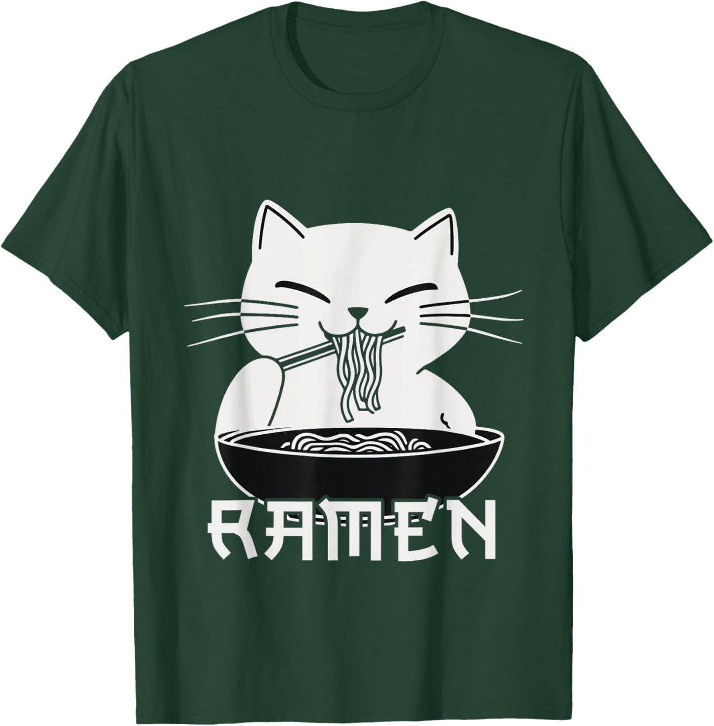 Kawaii Noodles Soup Anime Japanese Ramen Cat Teens Girls T-Shirt - T-Shirt | Forest