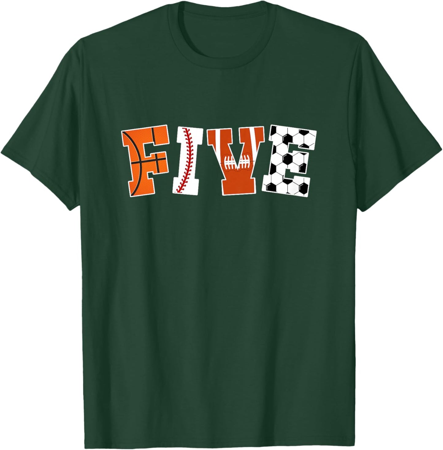 Kids 5th Birthday Sports Birthday Party 5 Year Old Boy T-Shirt - T-Shirt | Forest