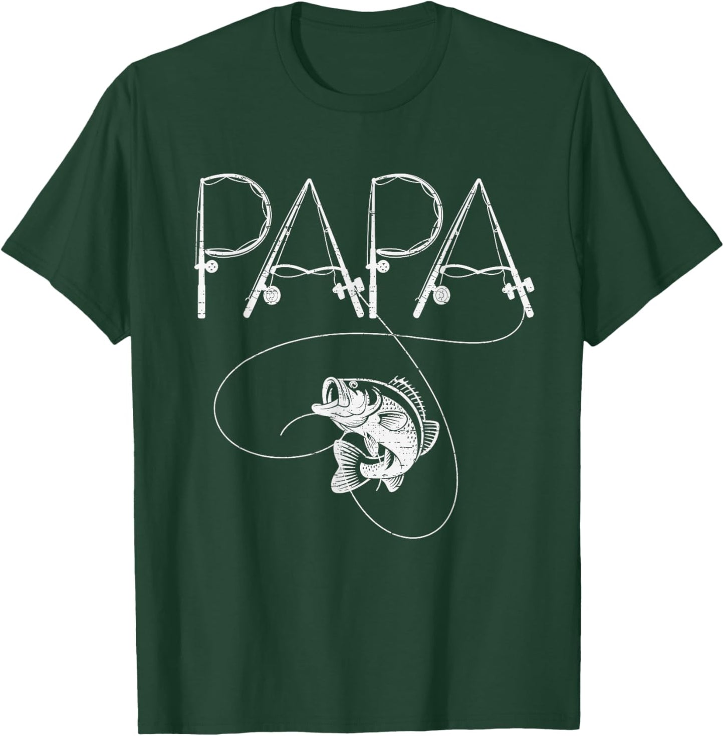 Fishing Papa Rod Fisherman Fish Lover Dad Father's Day T-Shirt - T-Shirt | Forest